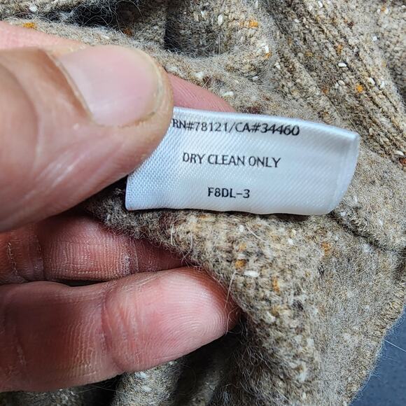 Eileen Fisher Womens Cardigan Sweater XL Tan Wool Angora Silk Granola Collar - Picture 14 of 16